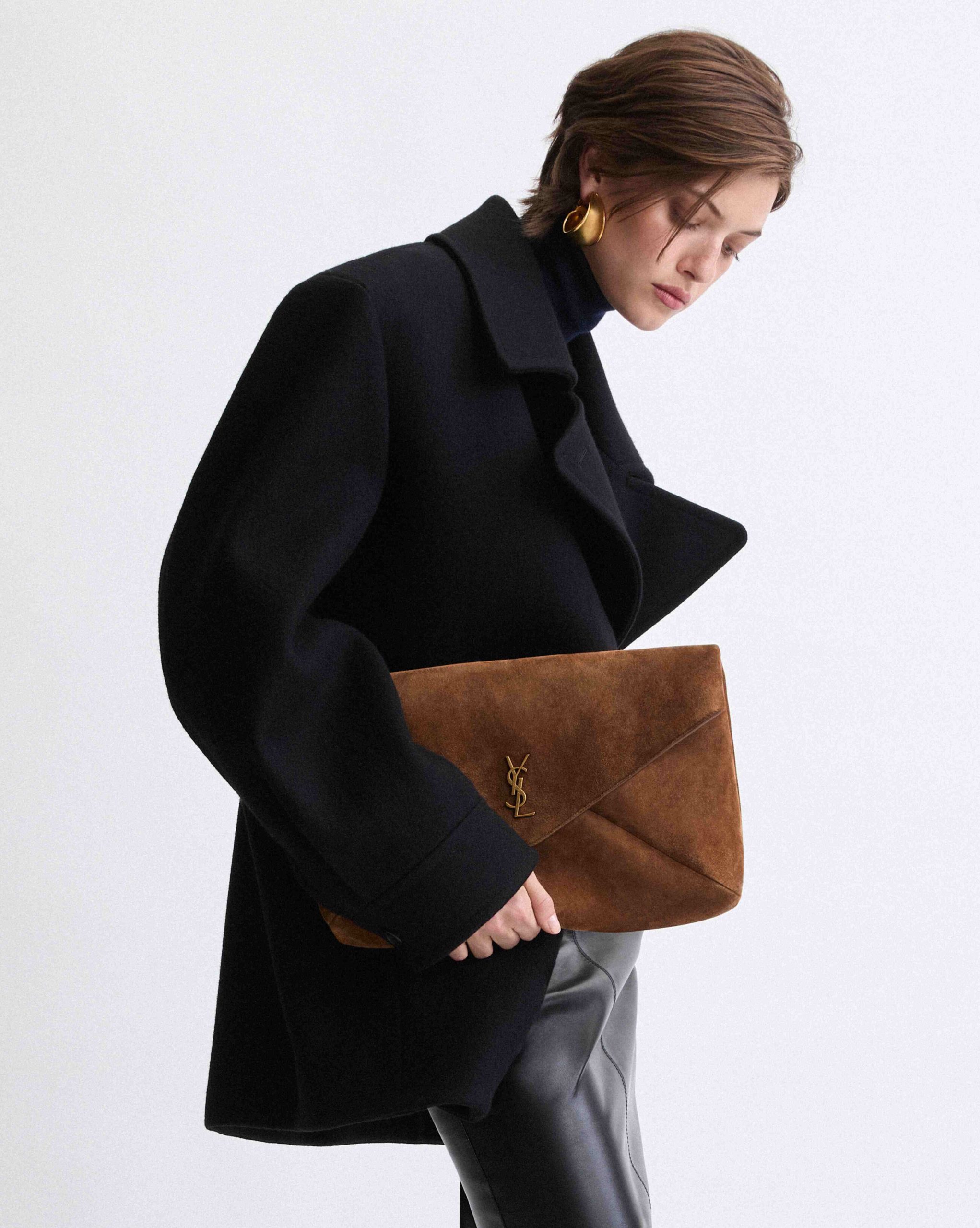 YSL CASSANDRE XXL pouch on chain in suede - Image 2